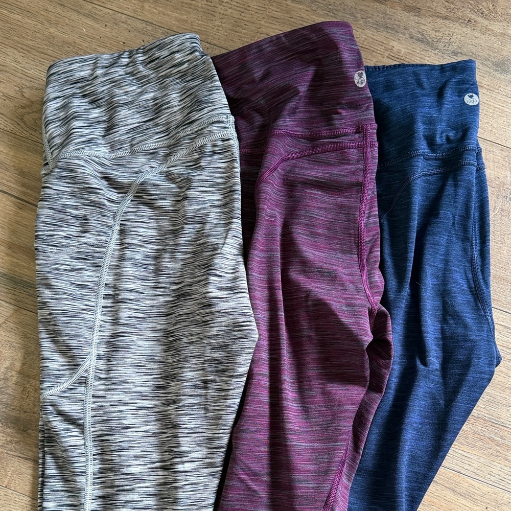 3 pairs of IUGA High Waist Yoga Pants with Pockets, Tummy Control